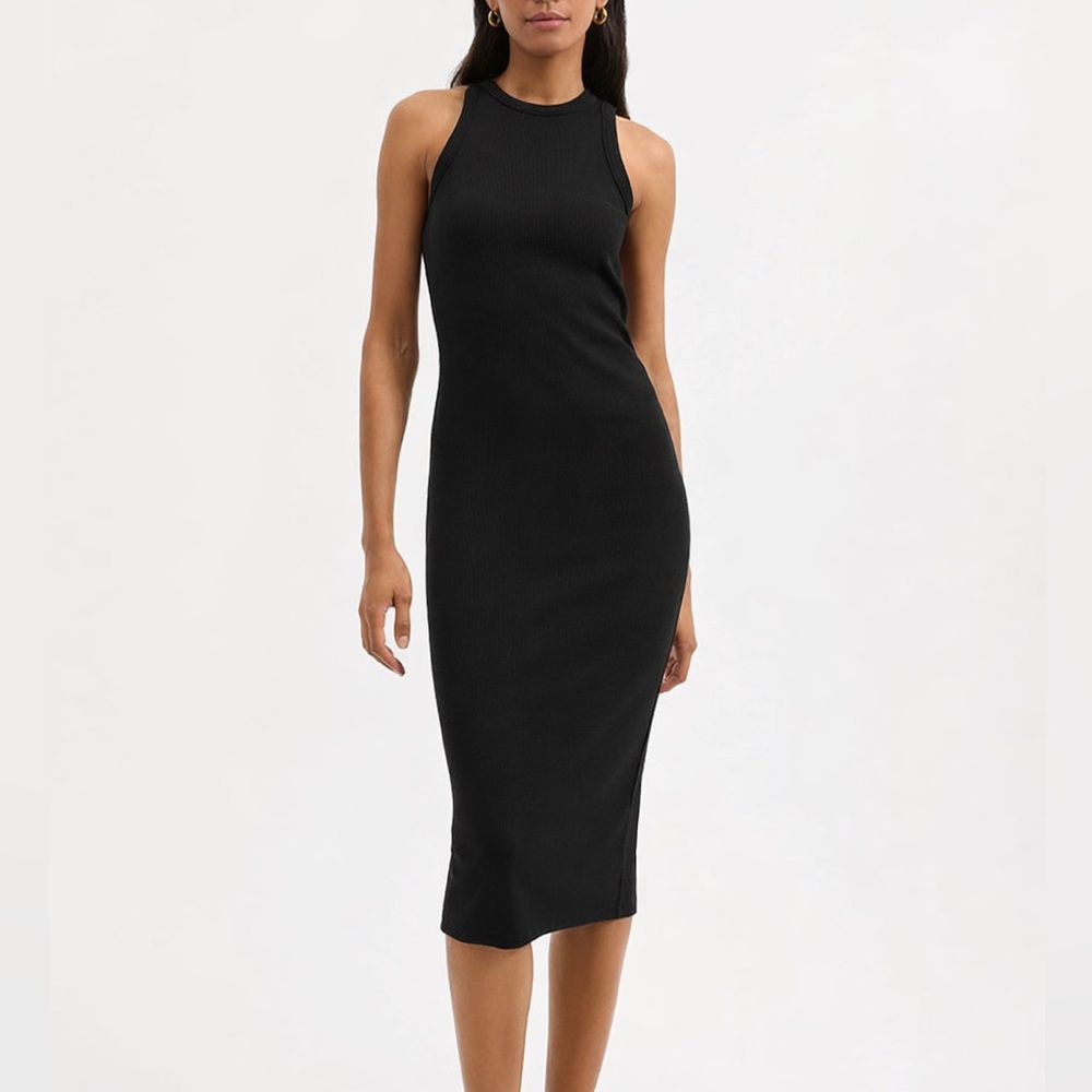 Veronica Beard Black Ribbed Jordyn Midi Dress Small